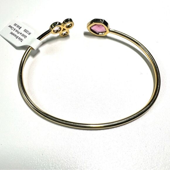 Talia Gold Plate Pink Crystal Cuff Bracelet NWT - Picture 3 of 4
